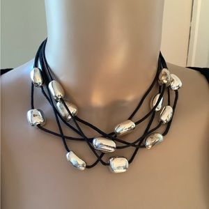 Multi strand necklace metal beads chocker